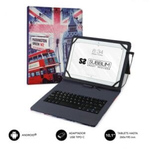 Subblim Funda con Teclado Micro USB - USB C KEYTAB USB 10,1" England